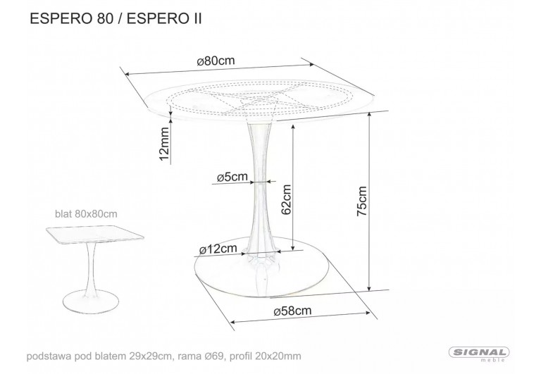 Stół okrągły 80 Espero Czarny