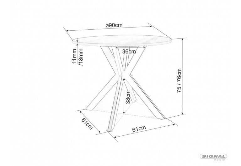 Stół okrągły 90 Talia Biały