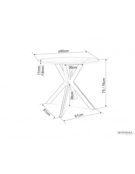 Stół okrągły 90 Talia Biały
