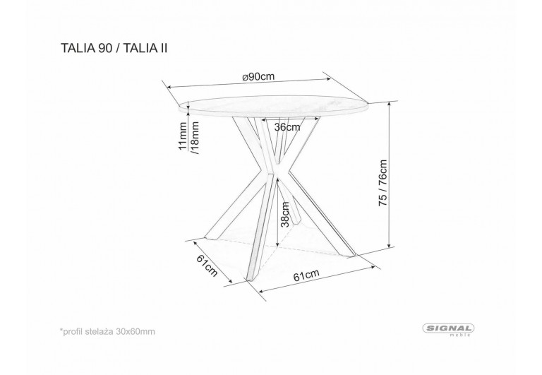 Stół okrągły 90 Talia II Dąb