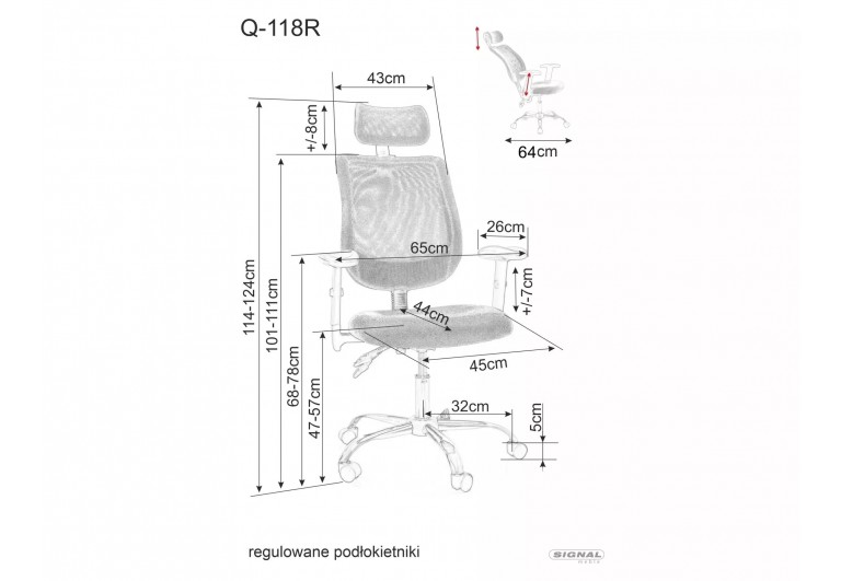 Fotel obrotowy Q-118R Czarny