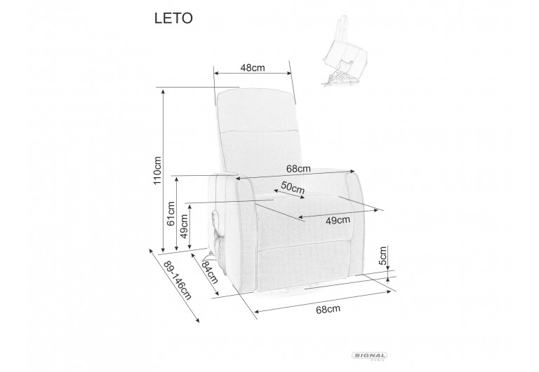 Fotel rozkładany elektryczny Leto Brego Ciemny Szary