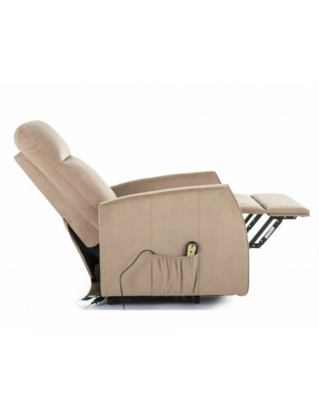 Fotel rozkładany elektryczny Leto Velvet Beżowy