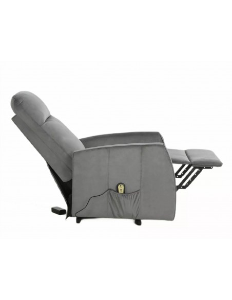 Fotel rozkładany elektryczny Leto Velvet Szary