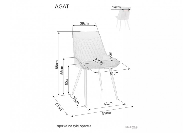 Krzesło tapicerowane Agat Velvet Granatowe