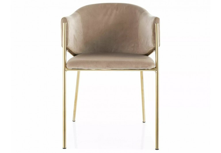 Krzesło tapicerowane Bono Beżowe złote nogi