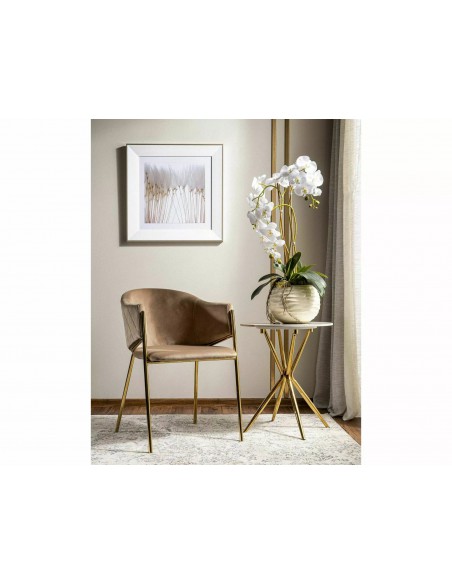 Krzesło tapicerowane Bono Beżowe złote nogi