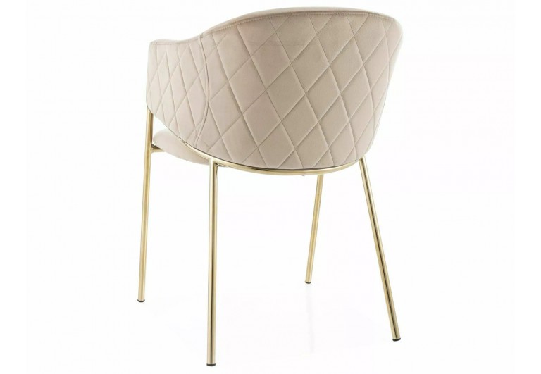 Krzesło tapicerowane Bono Beżowe złote nogi