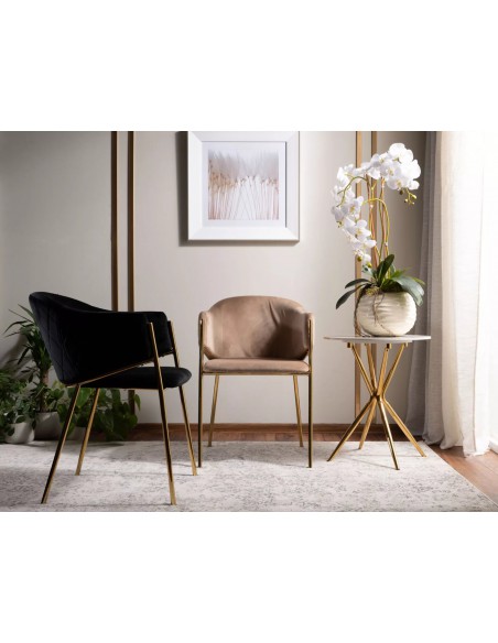 Krzesło tapicerowane Bono Beżowe złote nogi