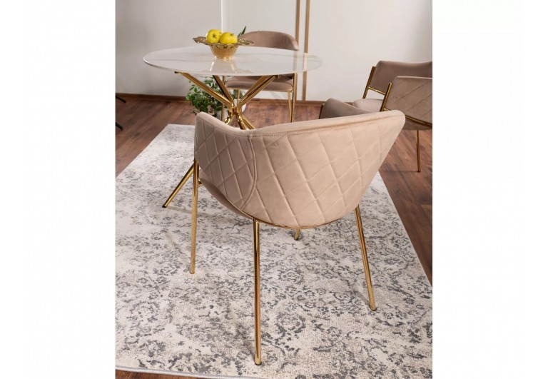 Krzesło tapicerowane Bono Beżowe złote nogi