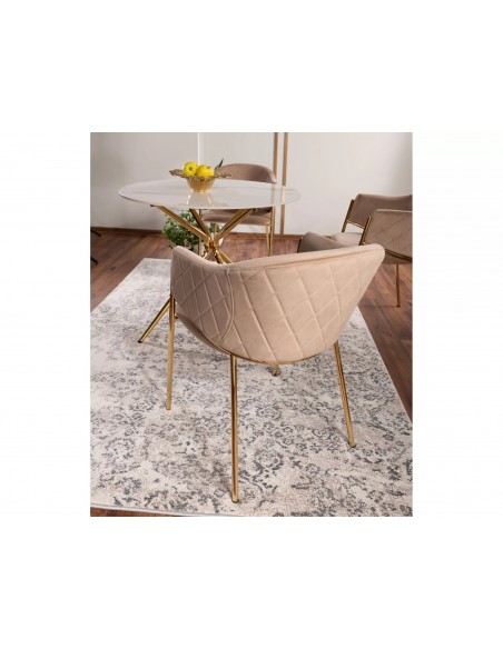 Krzesło tapicerowane Bono Beżowe złote nogi