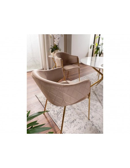 Krzesło tapicerowane Bono Beżowe złote nogi