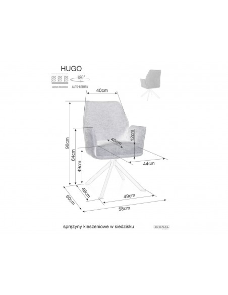 Krzesło tapicerowane Hugo Brego Szare