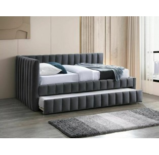 Łóżko tapicerowane 120 podwójne Alfie Velvet Szare