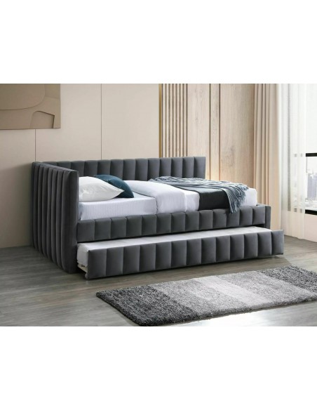Łóżko tapicerowane 120 podwójne Alfie Velvet Szare