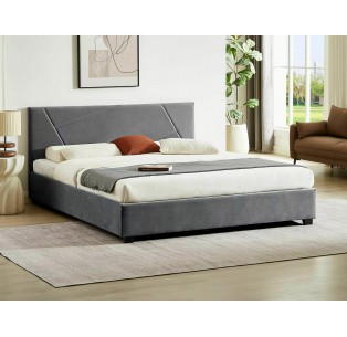 Łóżko tapicerowane 140 Columbia Velvet Szare