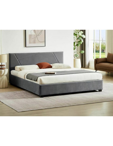 Łóżko tapicerowane 140 Columbia Velvet Szare