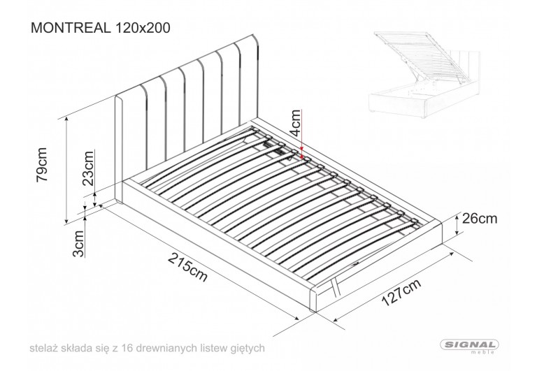 Łóżko tapicerowane 120 Montreal Velvet Szare