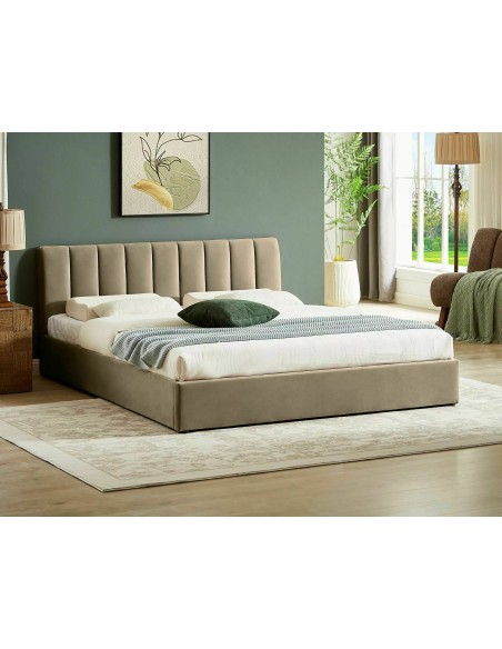 Łóżko tapicerowane 160 Montreal Velvet Beżowe
