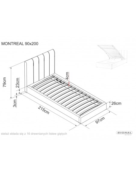 Łóżko tapicerowane 90 Montreal Velvet Szare