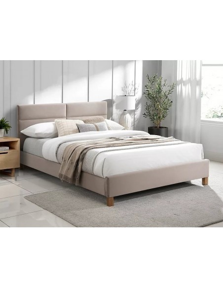 Łóżko tapicerowane 140 Sierra Velvet Beżowe