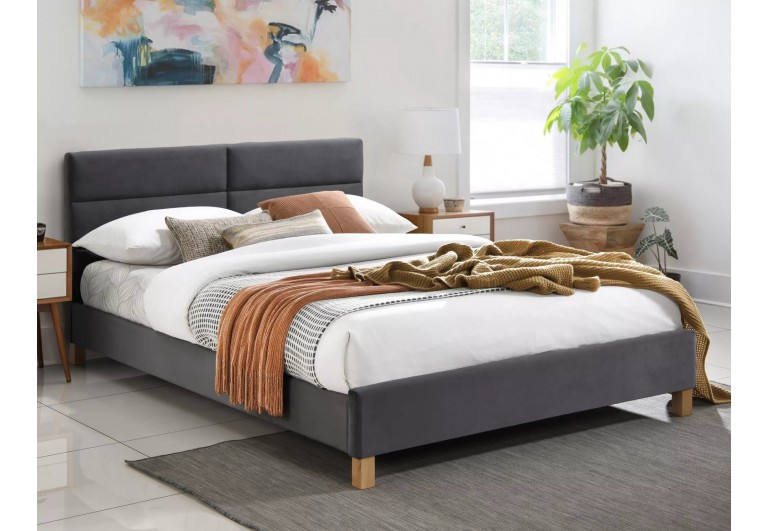 Łóżko tapicerowane 140 Sierra Velvet Szare