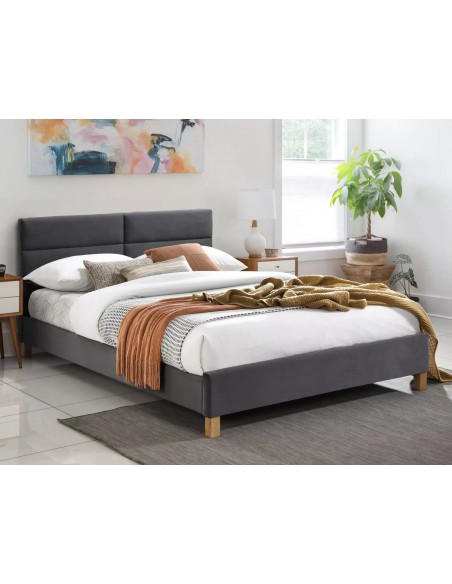 Łóżko tapicerowane 140 Sierra Velvet Szare