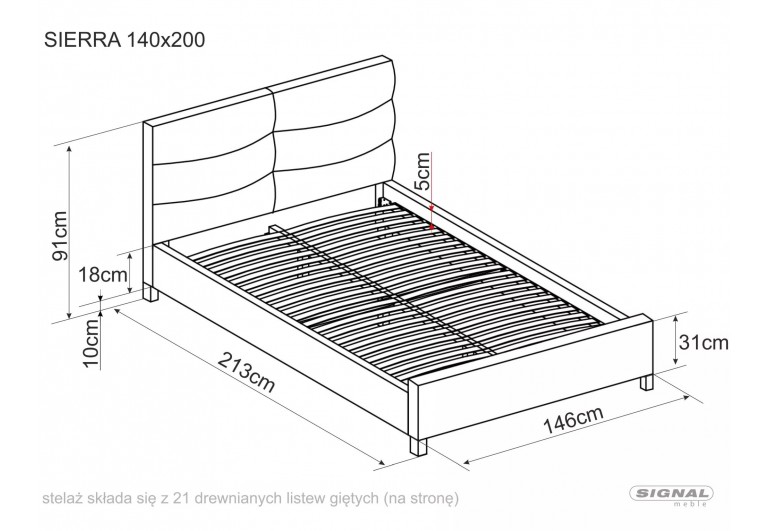 Łóżko tapicerowane 140 Sierra Velvet Szare