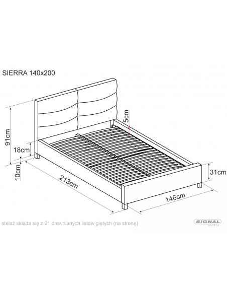 Łóżko tapicerowane 140 Sierra Velvet Szare