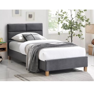 Łóżko tapicerowane 90 Sierra Velvet Szare