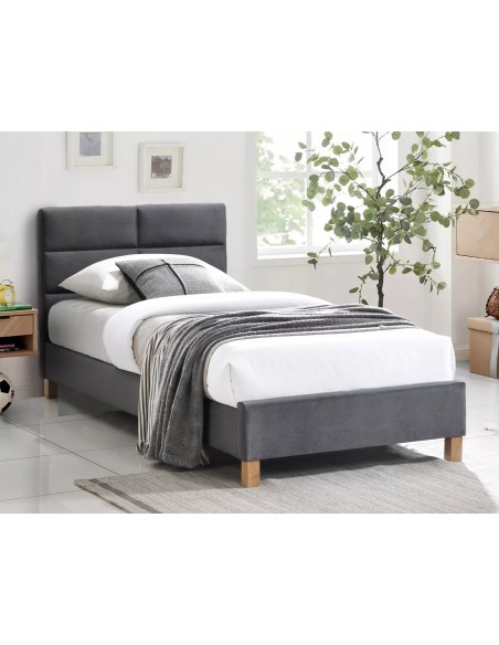 Łóżko tapicerowane 90 Sierra Velvet Szare
