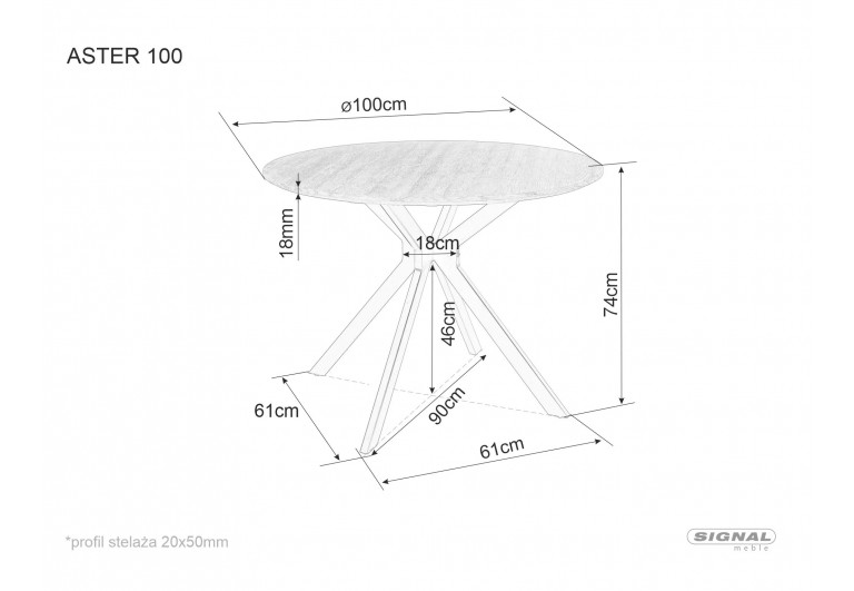 Stół okrągły 100 Aster Dąb