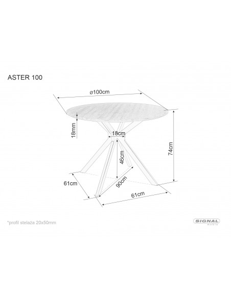 Stół okrągły 100 Aster Dąb