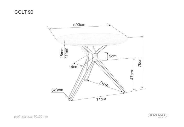 Stół okrągły 90 Colt Dąb
