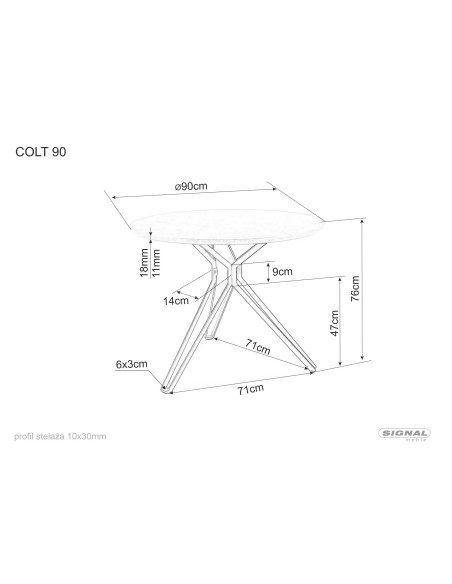 Stół okrągły 90 Colt Dąb