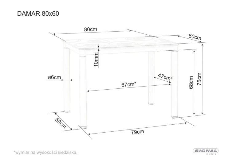 Stół Damar 80 Biały Marmur
