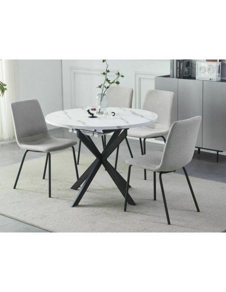 Stół okrągły rozkładany 100-135 Gaston Biały Marmur
