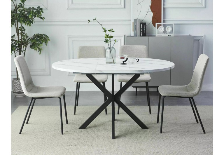 Stół okrągły rozkładany 100-135 Gaston Biały Marmur