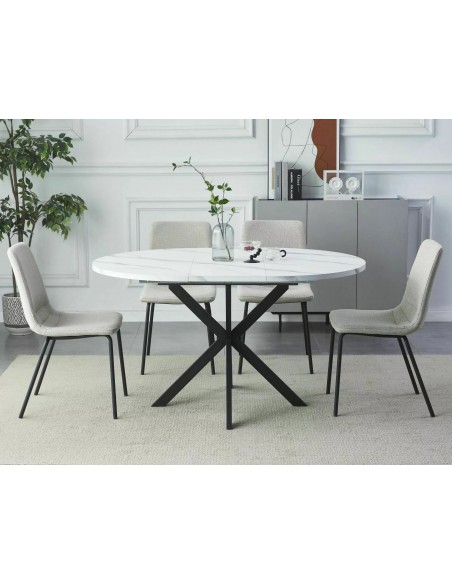 Stół okrągły rozkładany 100-135 Gaston Biały Marmur