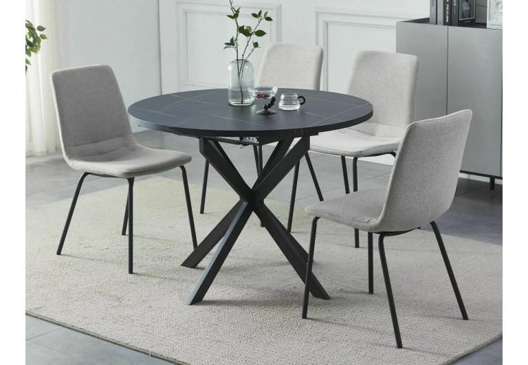 Stół okrągły rozkładany 100-135 Gaston Czarny Marmur