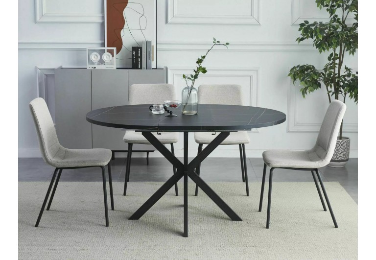 Stół okrągły rozkładany 100-135 Gaston Czarny Marmur