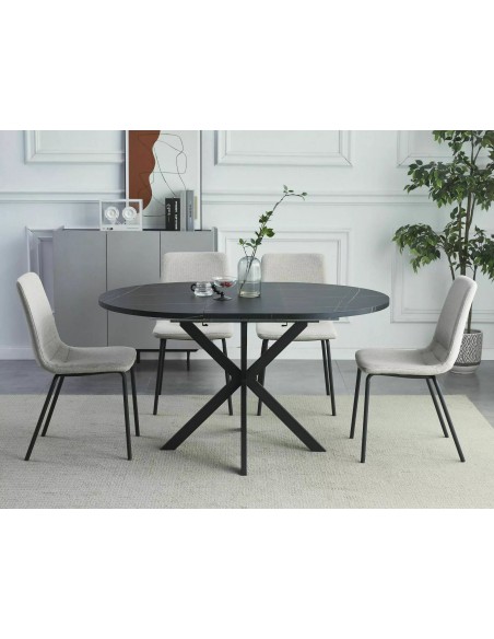 Stół okrągły rozkładany 100-135 Gaston Czarny Marmur