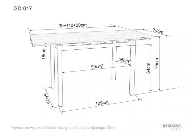 Stół rozkładany 110-170 GD017 Biały Marmr Stół rozkładany 110-170 GD017 Biały Marmr
