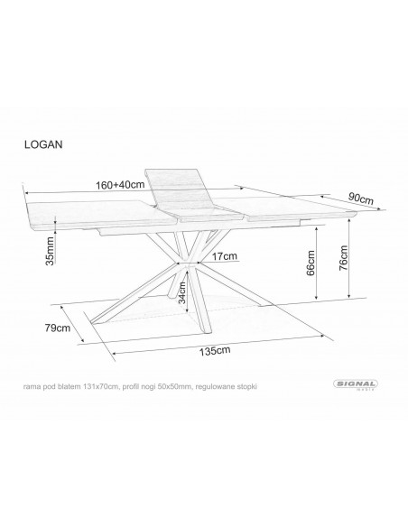 Stół rozkładany 160-200 Logan Ceramic Biały Mat