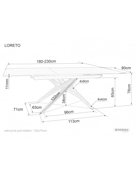 Stół rozkładany 180-230 Loreto Ceramic Ossido Bruno