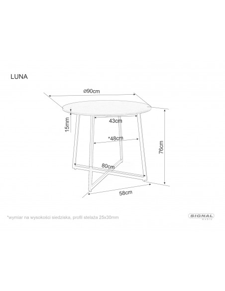 Stół okrągły 90 Luna Biały