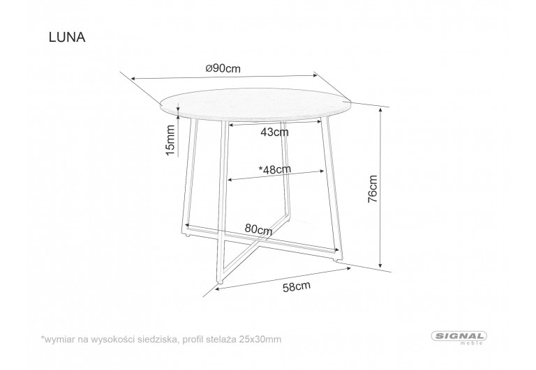 Stół okrągły 90 Luna Brąz Rustykalny