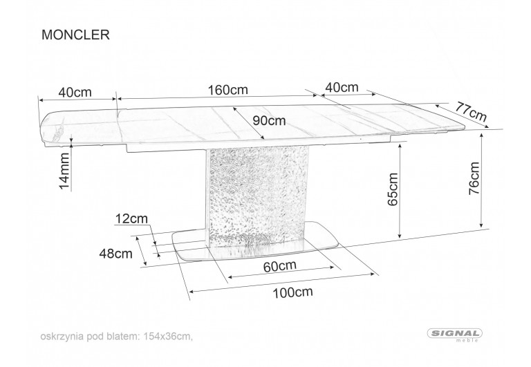 Stół rozkładany 160-240 Moncler Ceramic Sahara Noir Czarny Mat
