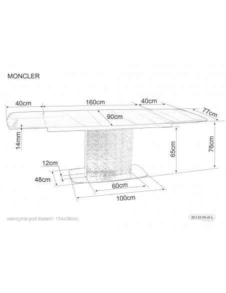 Stół rozkładany 160-240 Moncler Ceramic Sahara Noir Czarny Mat