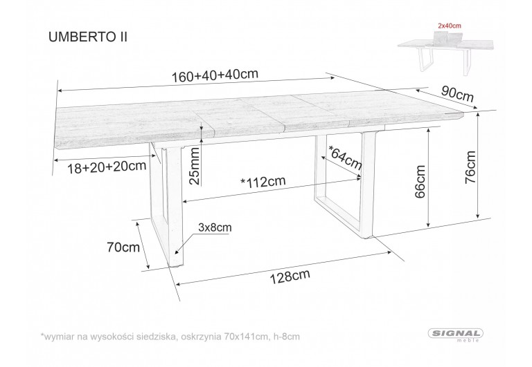 Stół rozkładany 160-240 Umberto II